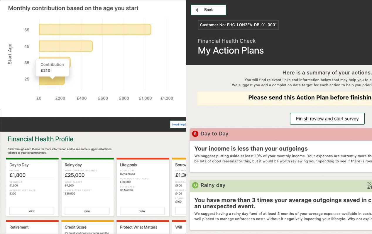 Some screenshots of the interview assistant app showing some of the graphs and insights (left) and action plan (right) Some screenshots of the interview assistant app showing some of the graphs and insights (left) and action plan (right)